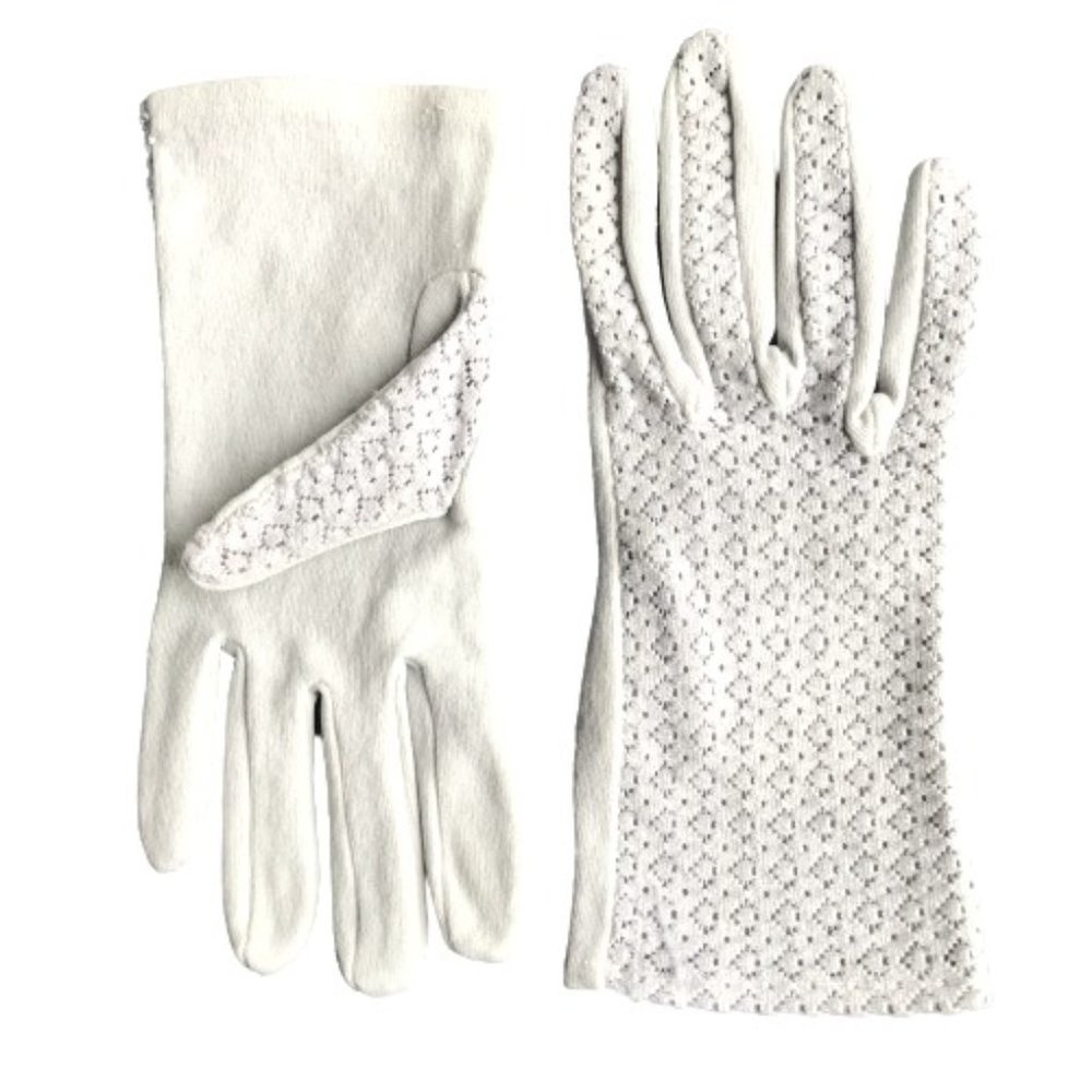 Vintage Light Blue Grey Stretch Mesh Gloves Women